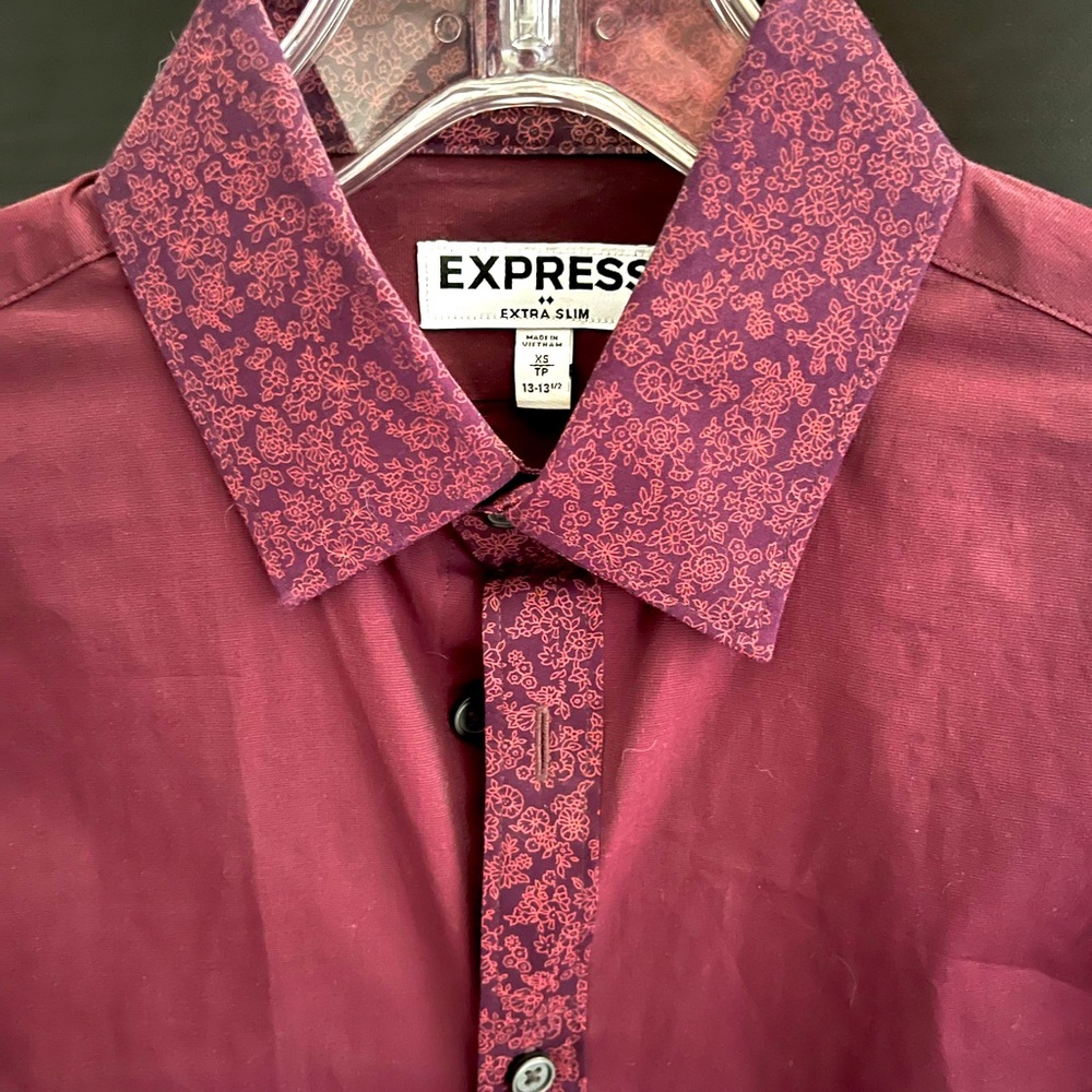 Maroon Dress Shirt w/ Minimal print